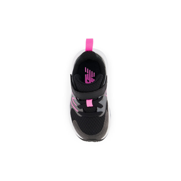 Toddler's New Balance Rave Run v2 Bungee Lace with Top Strap Color: Black with Vibrant Pink