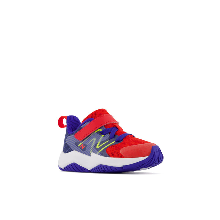 Toddler's New Balance Rave Run v2 Bungee Lace with Top Strap Color: Neo Flame with Lemonade & Moon Shadow