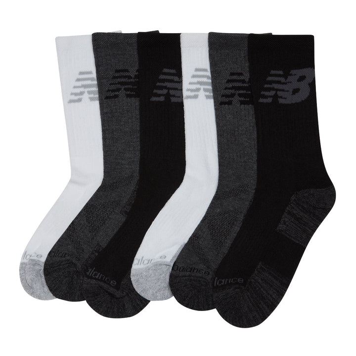 New Balance 6PK Crew Socks Color: Grey Multi