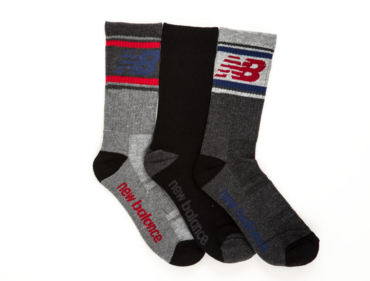 New Balance 3PK Crew Socks Color: Grey Multi