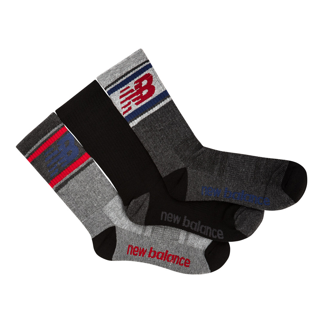 New Balance 3PK Crew Socks Color: Grey Multi