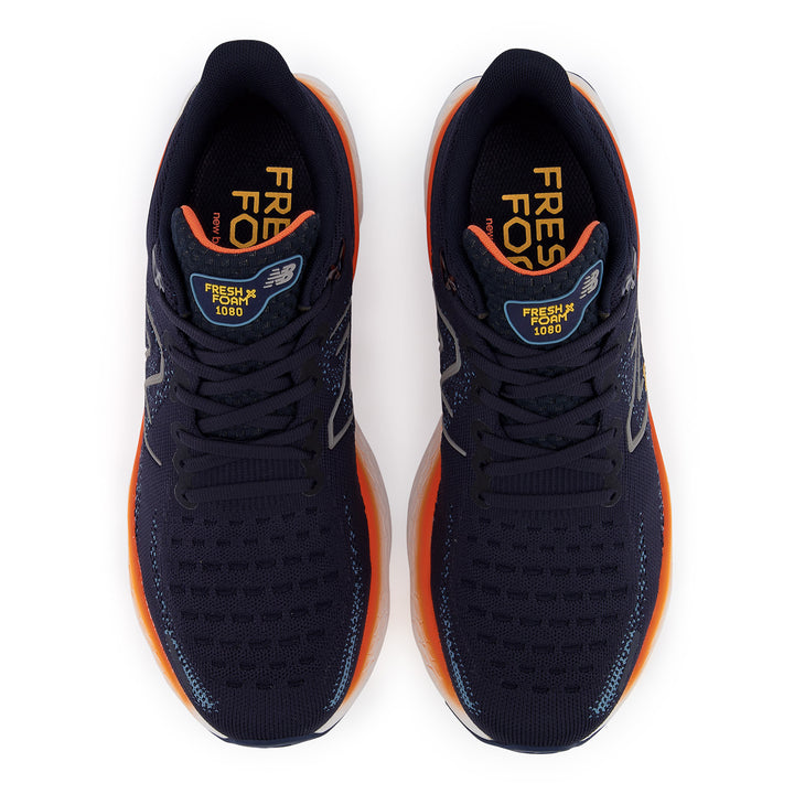 Men's New Balance Fresh Foam X 1080v12 Color: Eclipse with Vibrant Orange and Spring Tide