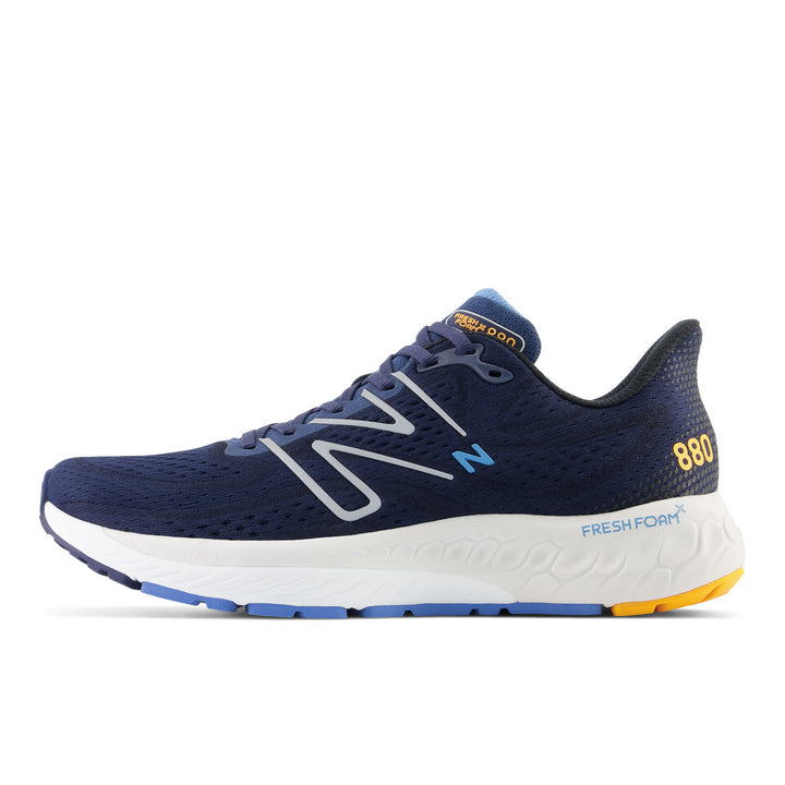 Men's New Balance Fresh Foam X 880v13 Color: Nb Navy with Heritage Blue and Hot Marigold 
