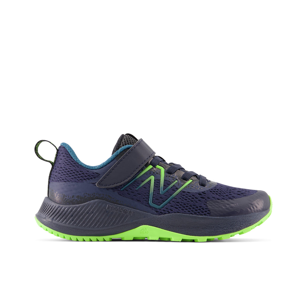 Little Kid's DynaSoft Nitrel v5 Bungee Color: Natural Indigo with Eclipse and Pixel Green