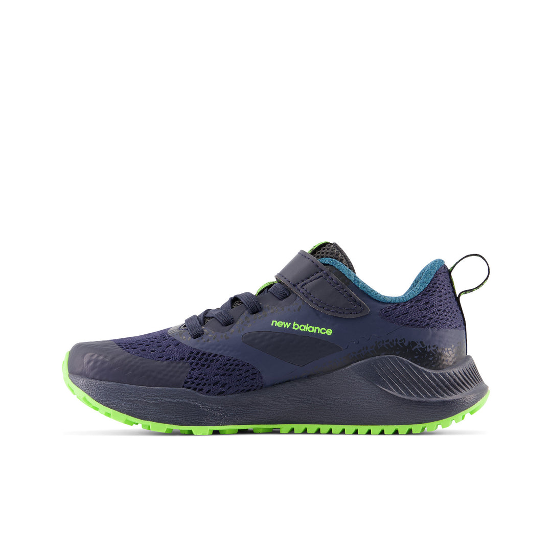 Little Kid's DynaSoft Nitrel v5 Bungee Color: Natural Indigo with Eclipse and Pixel Green