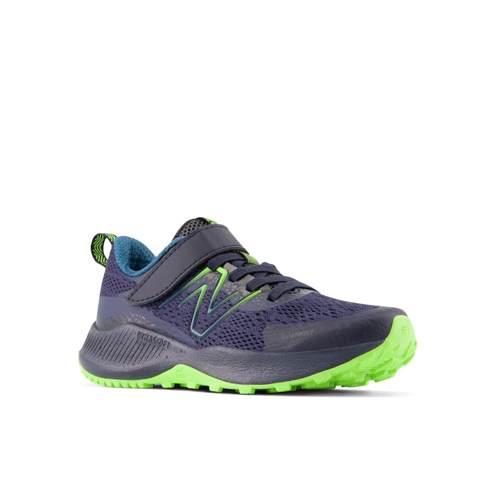 Little Kid's DynaSoft Nitrel v5 Bungee Color: Natural Indigo with Eclipse and Pixel Green