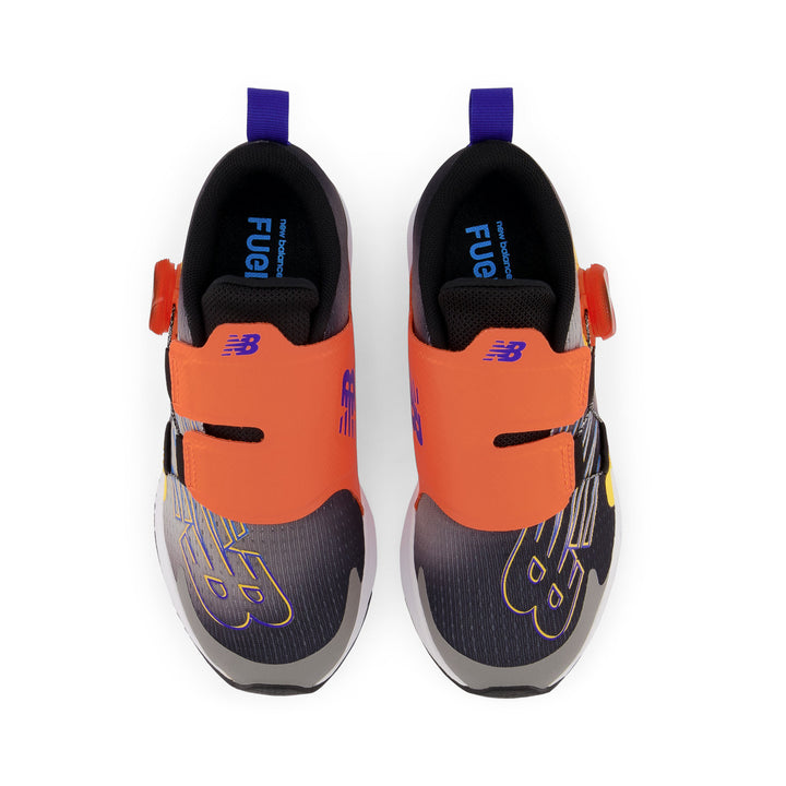 Little Kid's New Balance FuelCore Reveal v3 BOA Color: Black with Infinity Blue & Vibrant Orange