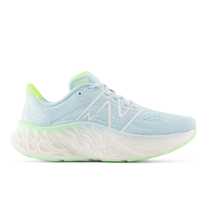 Women's New Balance Fresh Foam X More v4 Color: Blue with Green Aura and White