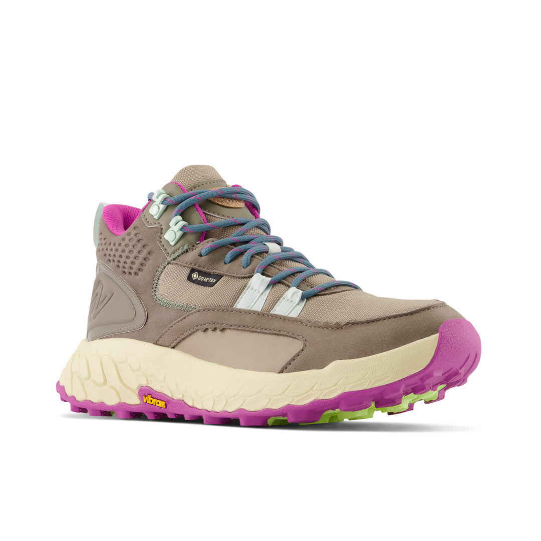 Women's New Balance Fresh Foam X Hierro Mid GTX Color: Bungee with Brindle and Cosmic Jade